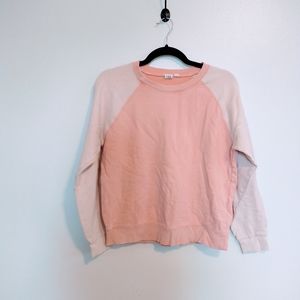 Gap pink crewneck with lighter pink color blocked sleeves.  Size xs